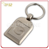 Factory Supply Debossed Matte Nickel Finish Metal Keyring