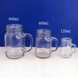 Glass Jars with Handle Drink Cup