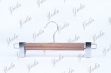 Cheap Pant Bamboo Hanger for Supermarket, Wholesaler with Shiny Chrome Hook