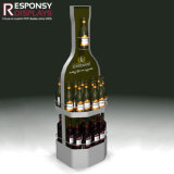 Hot-Sale Metal Floor Beer Bottle Stand Wine Display Rack with LED Light