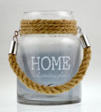 Big Candle Holder with Jute Rope Handle