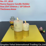 4mm Large Square Yellow Glass Mirror Candle Holder