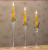 Flower Shape Glass Candle Holder with Long Stemmed with Candle