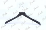 Fashion Black Leather Covered Wooden Hanger (YLLT674518W-BLK4) with Nickel Hook