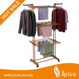 Hi Quality 3 Layer 24 Rods Cloth Rack Laundry Hanger with Wheels for Drying Clothes Jp-Cr300W