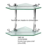 Double Layer Stainless Steel Bathroom Glass Corner Shelf (YMT-32)