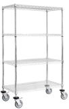 4 Layers Mobile Wire Shelving for Warehouse and Garage