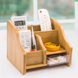 C2037 Household Wooden Multi-Functional Desk Pen Holder with Drawer