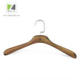 Brown Lotus Wood Garment Hanger with Nickel Flat-Square Hook
