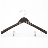 Wood Clothes Hanger with Clips in Black (YW204-7728-S)
