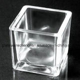 6*6*6cm Square-Shaped Clear Glass Candle Holder for Home Decoration (ZT-073)