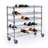 5 Tiers Adjustable Store Mobile Iron Wine Display Rack (WR903590A5CW)