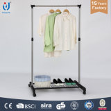Stainless Steel Single Rod Clothes Hanger with Mesh Extendable Clothes Rack