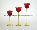 Red&Gold Colr of Glass Candle Holder (C04A-19-021)