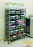 NSF Adjustable Metal Drugstore Pharmacy Wire Shelf Rack with Wheels