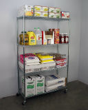 NSF 4 Tier Chrome Wire Shelving Rack with Wheels From 16 Years Factory