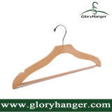 Anti Skid Wooden Clothes Hanger with Matel Hook/Pant Bar