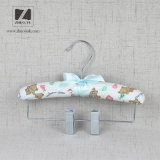 Beautiful Figure Cotton Satin Padded Coat Hanger with Metal Clips