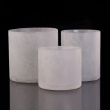 Sandblasted White Frosted Effect Straight Walled Glass Hurricane Candle Jar