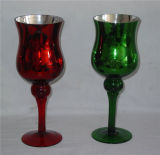 High Quality Electroplating Glass Stem Candle Holder (DRL06162)