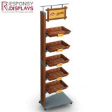 700*600*1800 mm 5 Trays Pop Floor Bamboo and Wood Peanut Butter Display Shelf